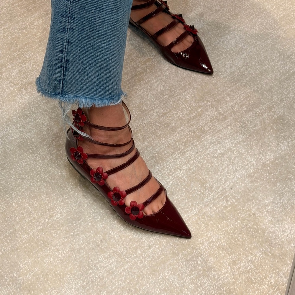 Fendi Burgundy Strappy Flats - Picture 3 of 5